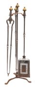 A steel and brass mounted fire iron companion stand, in Regency style,