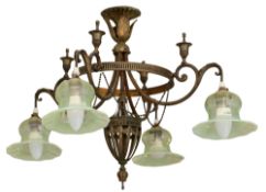A gilt metal four light electrolier,