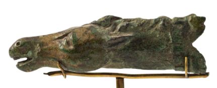 A ROMAN BRONZE HORSE HEAD FINIAL, CIRCA 1ST-2ND CENTURY A.D., 8.9cm.