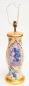 Two decalcomania glass and giltwood mounted table lamps,