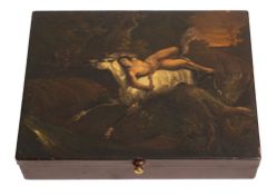 A Continental tole peinte gaming box, last quarter 19th century; of rectangular form,