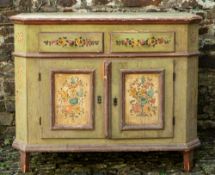 A Continental painted pine side cabinet,