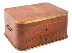 A Louis Philippe burrwood and gilt brass banded gentleman's dressing case,