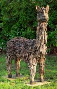 Manner of Heather Jansch, Standing Llama, modern driftwood,