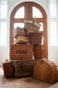 A collection of ten various wicker baskets and hampers, 20th century;