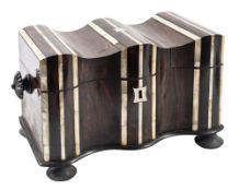 A William IV rosewood and mother-of-pearl tea caddy,