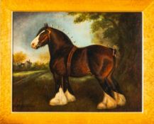 Herbert St John-Jones (British, 1870-1939) - The Shire stallion 'Chorlton Fear None' - Signed,