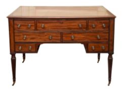 A George IV rosewood-banded mahogany secretaire desk, circa 1825, rectangular,
