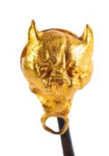 A GREEK YELLOW METAL LYNX HEAD TERMINAL, CIRCA 4TH-3RD CENTURY B.C.