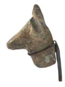 A ROMAN BRONZE MODEL OF THE HEAD OF A HOUND, CIRCA 3RD-4TH CENTURY A.D., 3cm. high