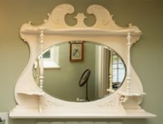 A Victorian and later painted wood overmantel mirror,