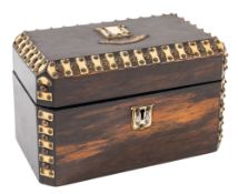 A Victorian coromandel and ivory mounted tea caddy,