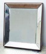 A pair of rectangular mirrored glass table lamps, modern; with chamfered edges,
