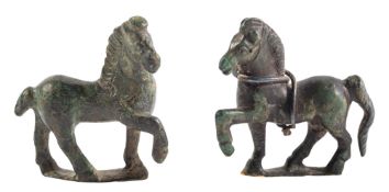 A PAIR OF ROMAN BRONZE MODELS OF HORSES, CIRCA 2ND-3RD CENTURY A.D.