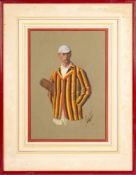 Cecil Fuller (?) (19th Century) - Study of a cricketer - Watercolour and gouache
