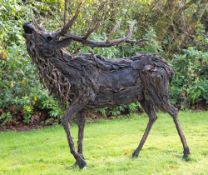 James Doran-Webb, (Contemporary) Baying Stag, 2011, driftwood,