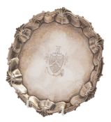 A George II small silver salver or waiter, shaped circular outline,