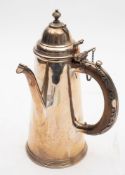 A William III silver chocolate pot, tapering circular form,