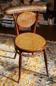A Victorian bentwood and canework cock-fighting chair,