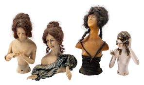 Two early 20th century Continental porcelain pin dolls,