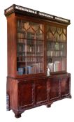 A George III mahogany and glazed library bookcase,