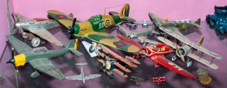 Tootsie Toy and other makes, a collection of various die cast tin plate and model aircraft,