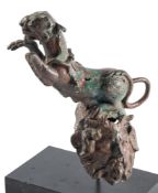 A ROMAN BRONZE PANTHER PROTOME WITH SATYR MASK CIRCA 2ND-3RD CENTURY A.D.