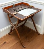 A Victorian walnut campaign desk, late 19th century,