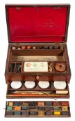 Reeves & Inwood; a George III mahogany, crossbanded and line inlaid artist's paintbox,
