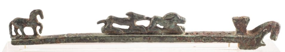 A ROMANO-BRITISH BRONZE FURNITURE ATTACHMENT CIRCA 2ND-3RD CENTURY A.D.