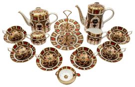 A Royal Crown Derby porcelain tea and coffee service in the Old Imari pattern comprising teapot and