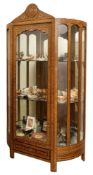 A Near Eastern, probably Syrian glazed, mother-of-pearl and bone inlaid wood vitrine cabinet,