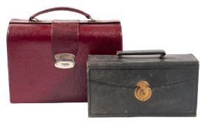 A red leather combined correspondence and dressing case,