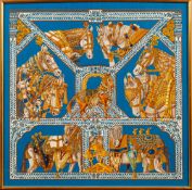 Annie Faivre for Hermes, Paris; La Danse du Cheval Marwari, a printed silk scarf,