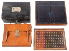 An Edwardian black leather correspondence case, early 20th century; with fully fitted interior,
