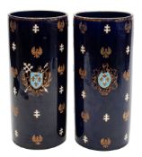 Keller & Guerin, Luneville a pair of pottery sleeve vases