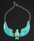 Harry Spencer, a Navajo artist, carved turquoise eagle necklace (a section of), circa 1970's/80's,