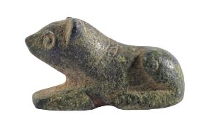 A ROMAN BRONZE MODEL OF A BEAR, CIRCA 2ND CENTURY A.D., with a decorative band across the back;