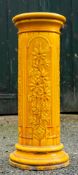 A Victorian majolica ochre glazed pedestal in Aesthetic Movement taste,