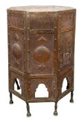 A Cairoware silvered brass 'kursi, occasional table in Mamluk style,
