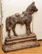 A Victorian cast iron door porter in the form of a racehorse,