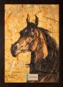 After Wieza Mocy (Contemporary) - The head of a bay Arabian - Print on board