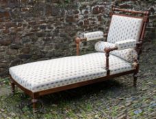 A walnut and upholstered daybed,