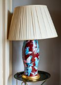 A decalcomania glass table lamp,
