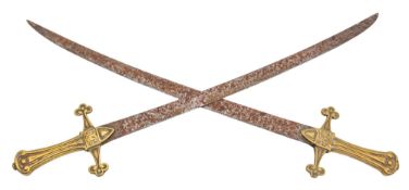 Two late 19th/early 20th century brass handled court swords,