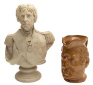 A salt-glazed stoneware jug modelled as the Duke of Wellington, by Stephen Green, Lambeth,