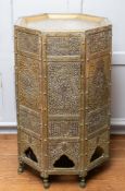 A Cairoware silvered brass and copper inlaid 'kursi, occasional table in Mamluk style,