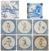 A group of six Dutch Delft tiles