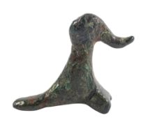 A GREEK BRONZE MODEL OF A DUCK, GEOMETRIC PERIOD, CIRCA 6TH CENTURY B.C., 2cm. high