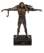 ASTRID ZYDOWER (1930-2005) Orpheus bronze with brown patina, on polished slate base